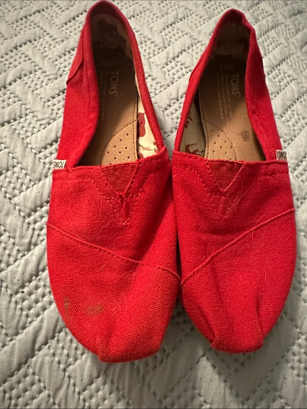 Toms Red Canvas Slip-On Flats - Women's size 8.5
